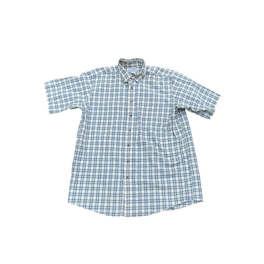 LL Bean Traditional Fit Plaid Button Up Short Sleeve Shirt Men's Medium